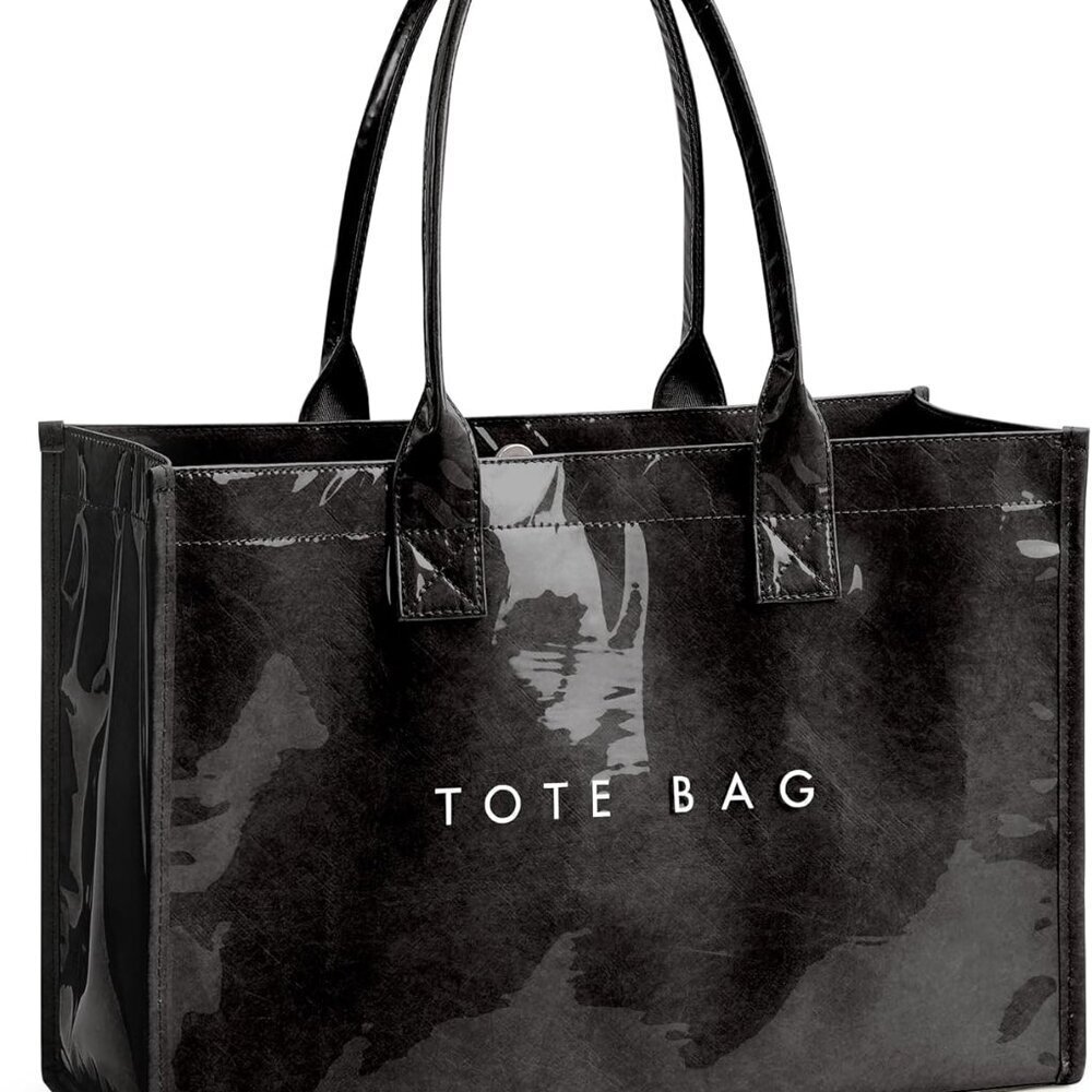 PVC Tote Bag Women Large Capacity Waterproof Foldable Handbag for Travel